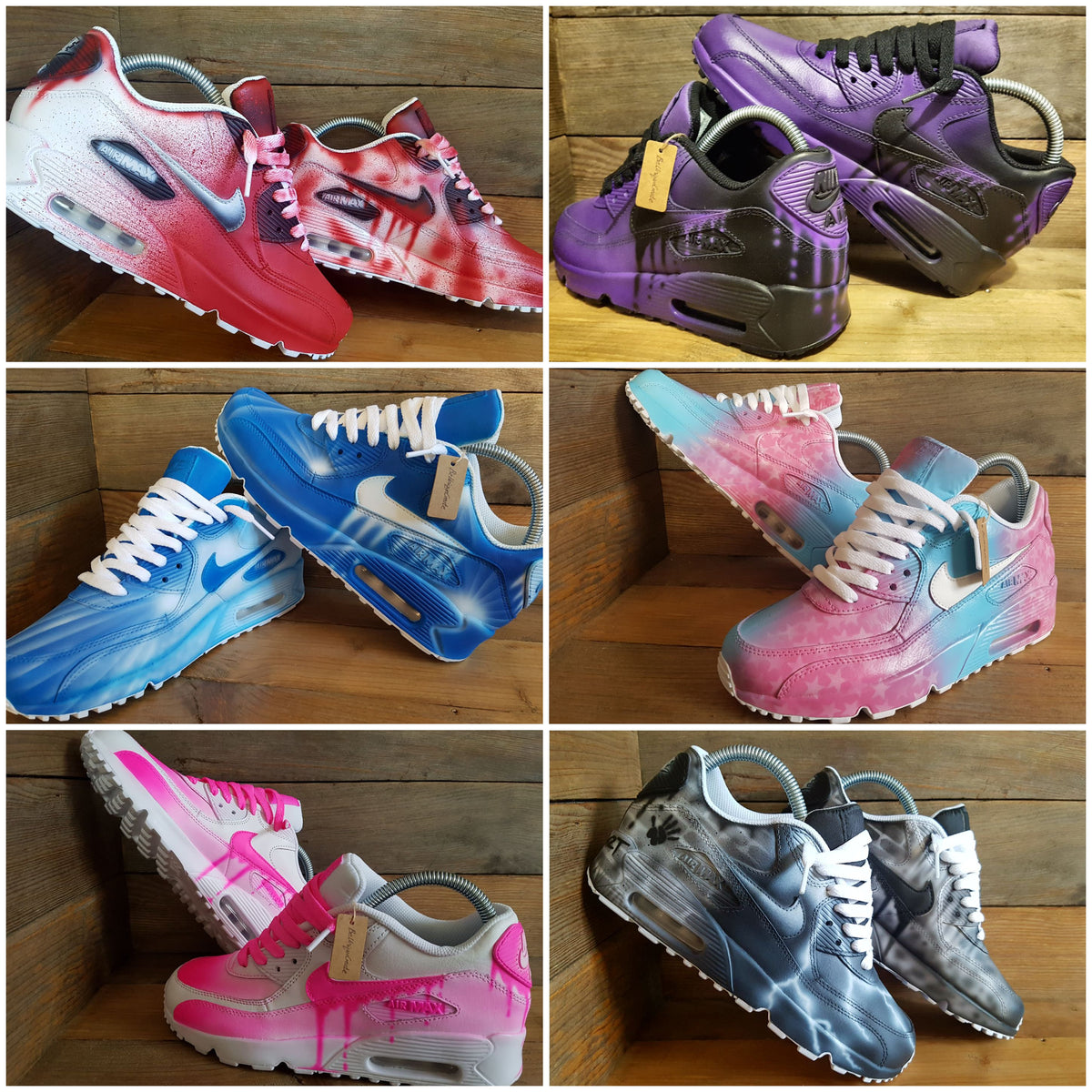 Custom Painted Air Max 90 - Neon Green White Brick Wall Graffiti Drip Trainers