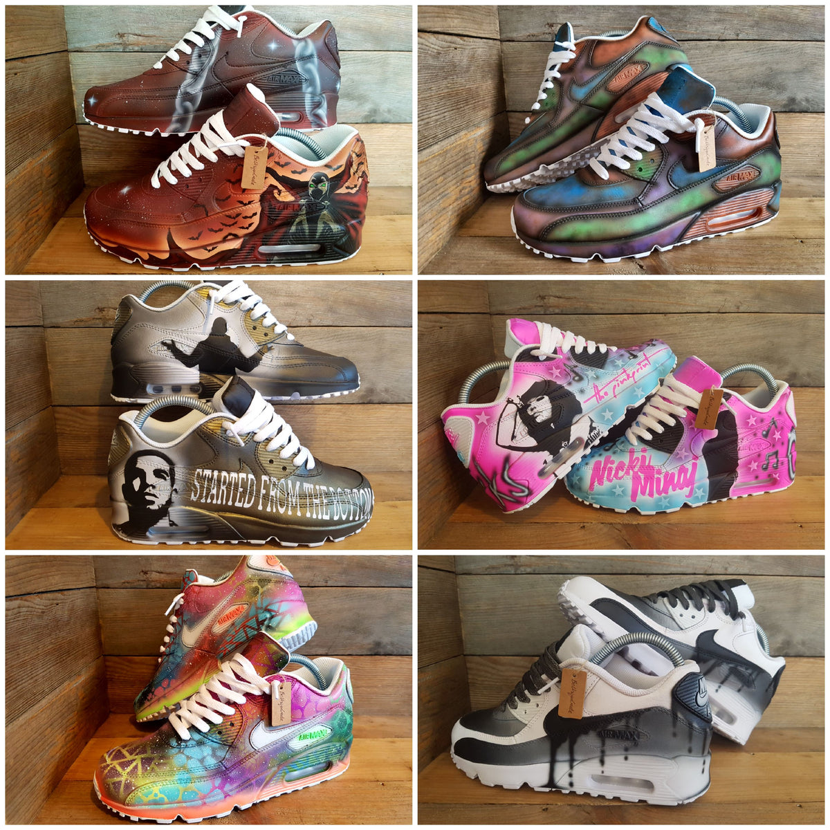 Custom Painted Air Force 1 - Neon Orange Black Cartoon Trainers