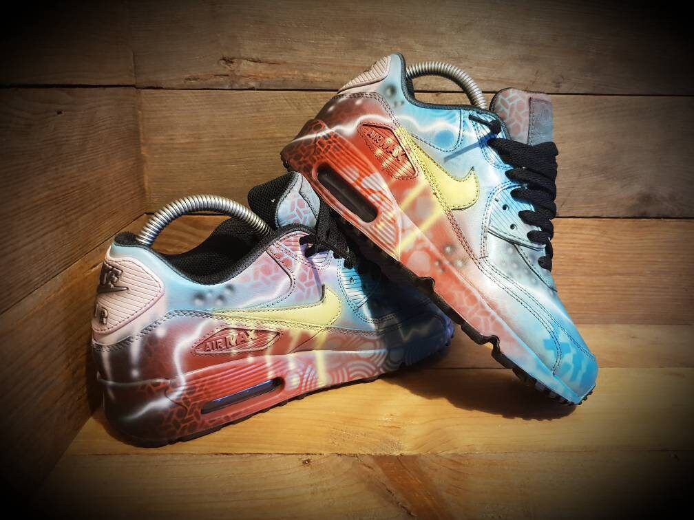 Custom Painted Air Max 90 - Kids Fully Personalised Bespoke Design Trainers