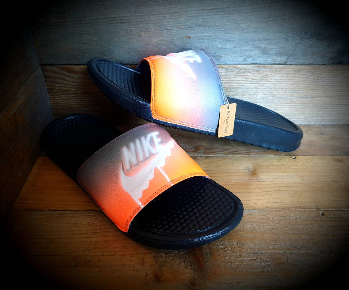 Custom Painted Sliders - Orange White Drip Slides
