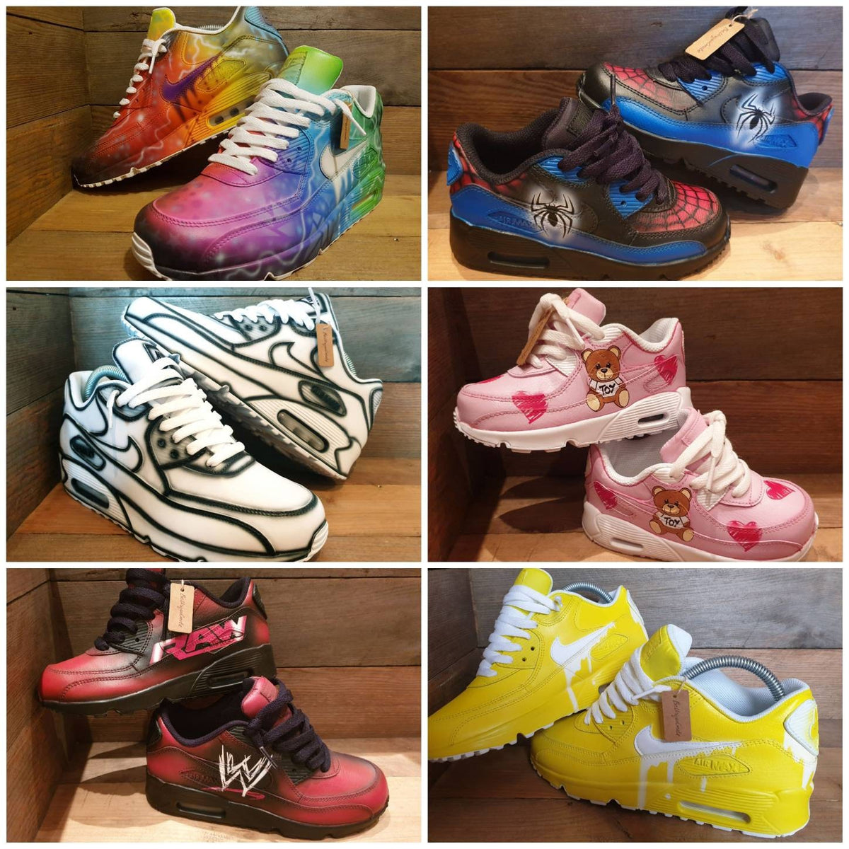Custom Painted Air Max 90 - Kids Fully Personalised Bespoke Design Trainers
