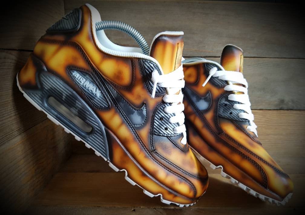 Custom Painted Air Max 90 - Rusty Metal Effect Trainers
