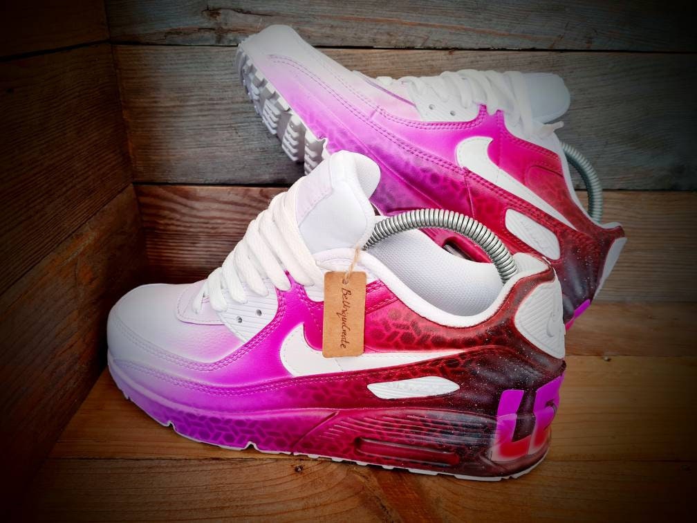 Custom Painted Air Max 90 - Graffiti Red Personalised Name Trainers