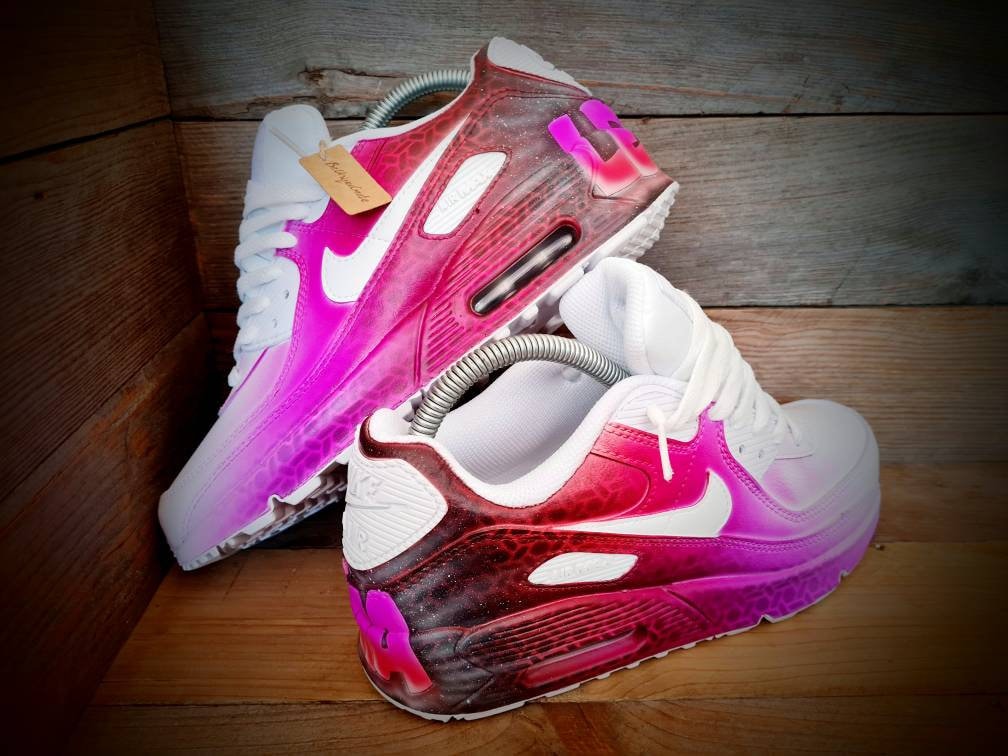 Custom Painted Air Max 90 - Graffiti Red Personalised Name Trainers