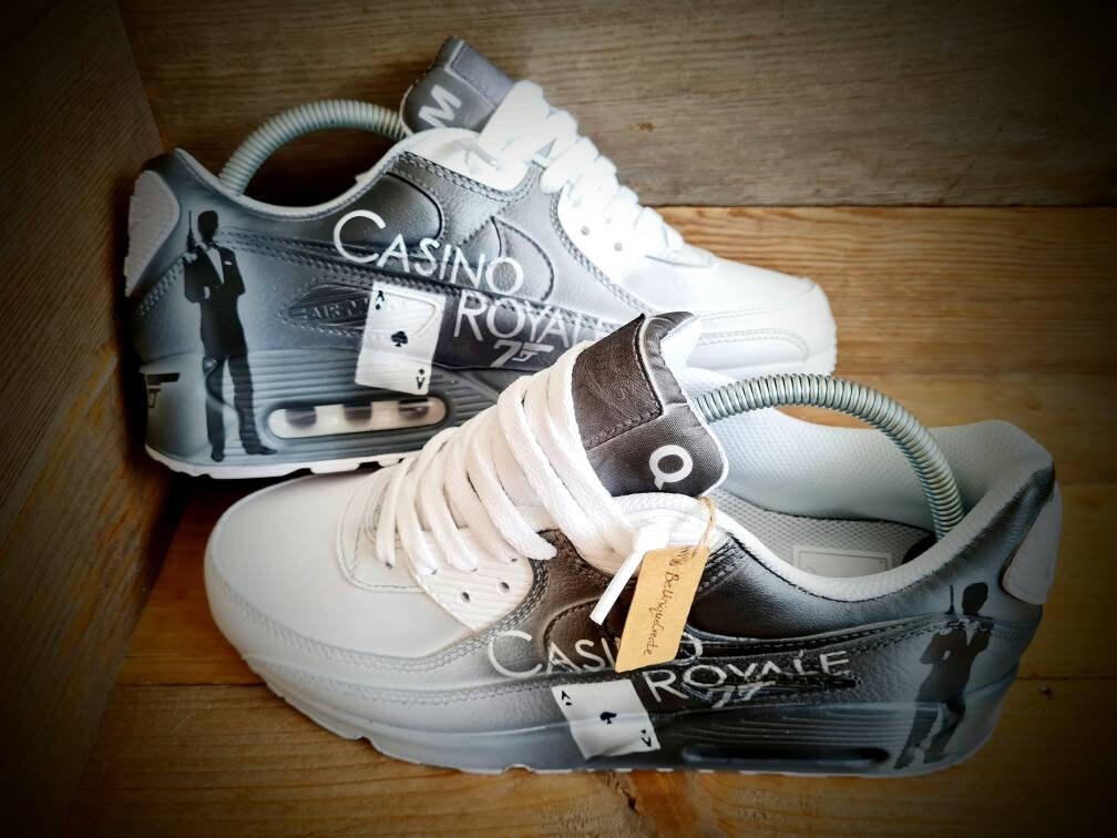 Custom Painted Air Max 90 - Film Themed Black White Trainers