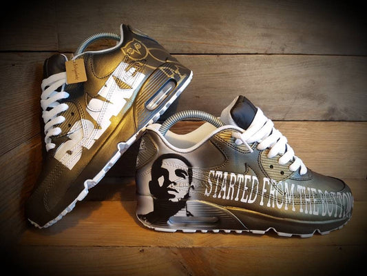 Custom Painted Air Max 90 - Music Themed Black Gold Trainers