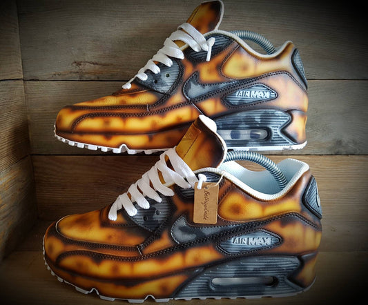Custom Painted Air Max 90 - Rusty Metal Effect Trainers