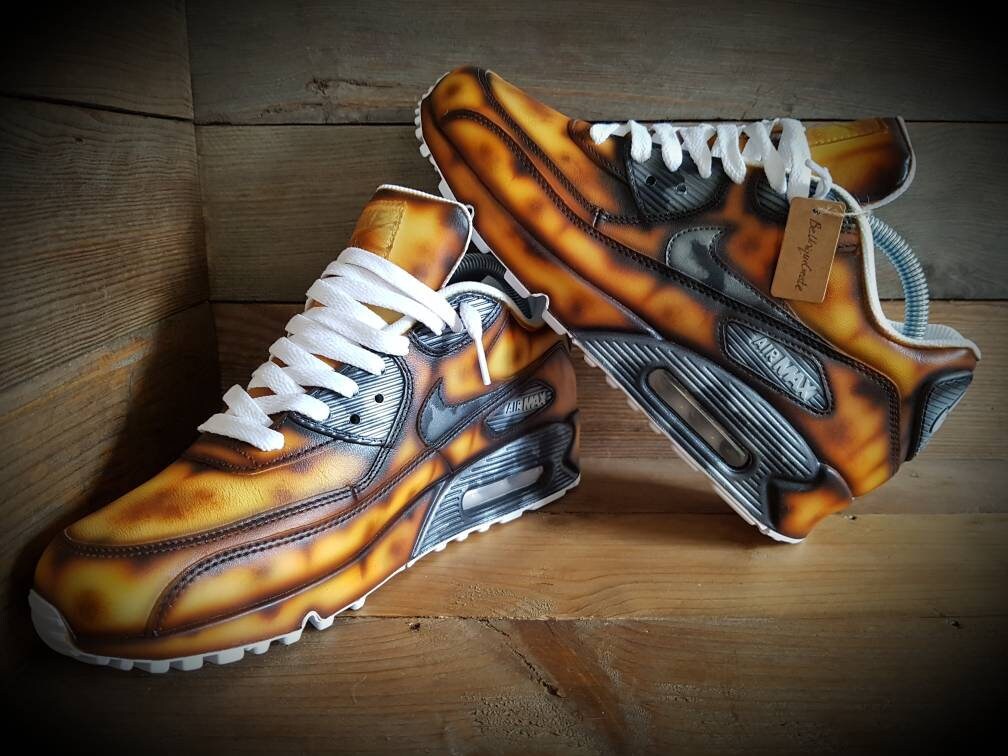 Custom Painted Air Max 90 - Rusty Metal Effect Trainers