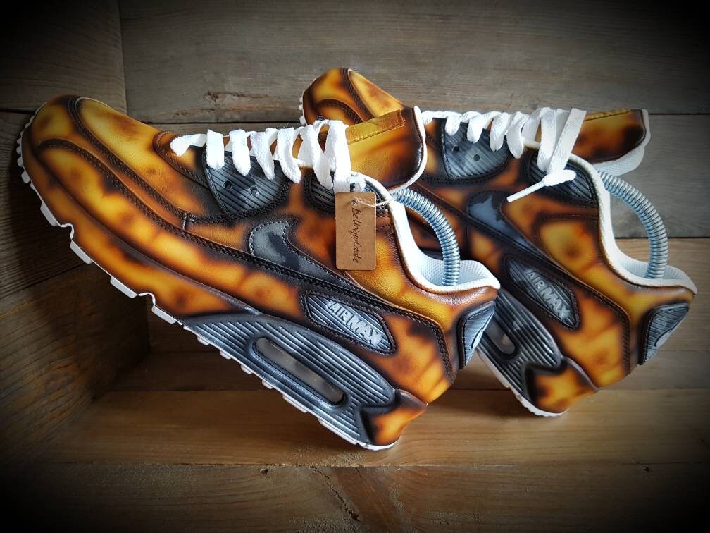 Custom Painted Air Max 90 - Rusty Metal Effect Trainers