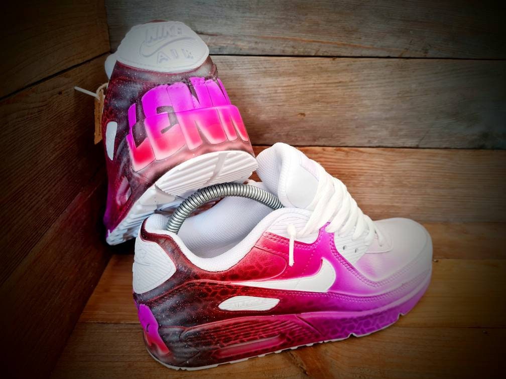 Custom Painted Air Max 90 - Graffiti Red Personalised Name Trainers