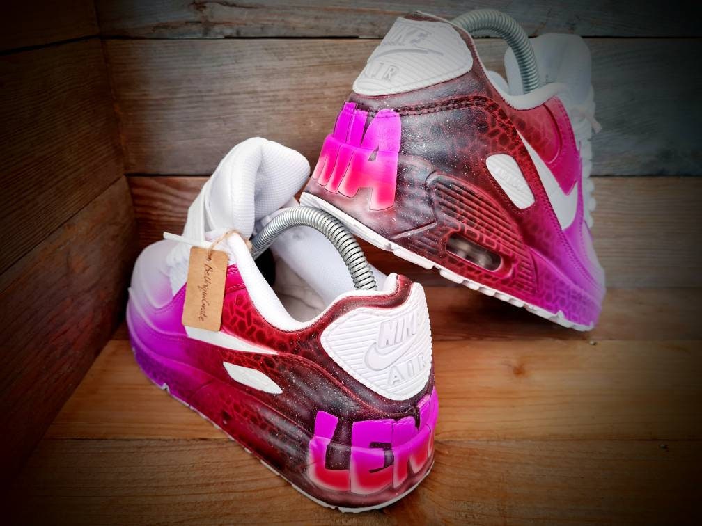 Custom Painted Air Max 90 - Graffiti Red Personalised Name Trainers