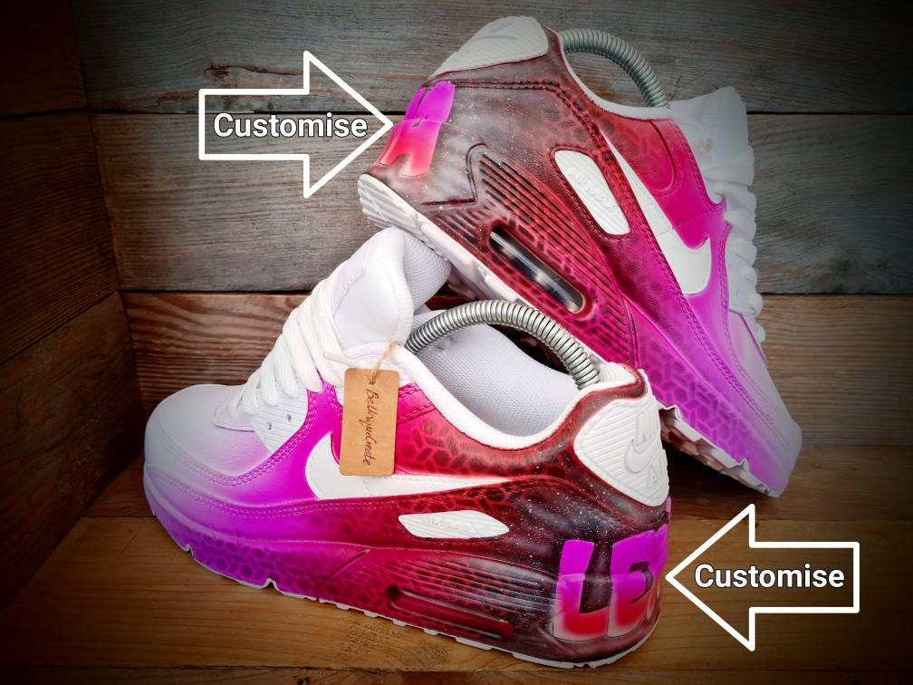 Custom Painted Air Max 90 - Graffiti Red Personalised Name Trainers