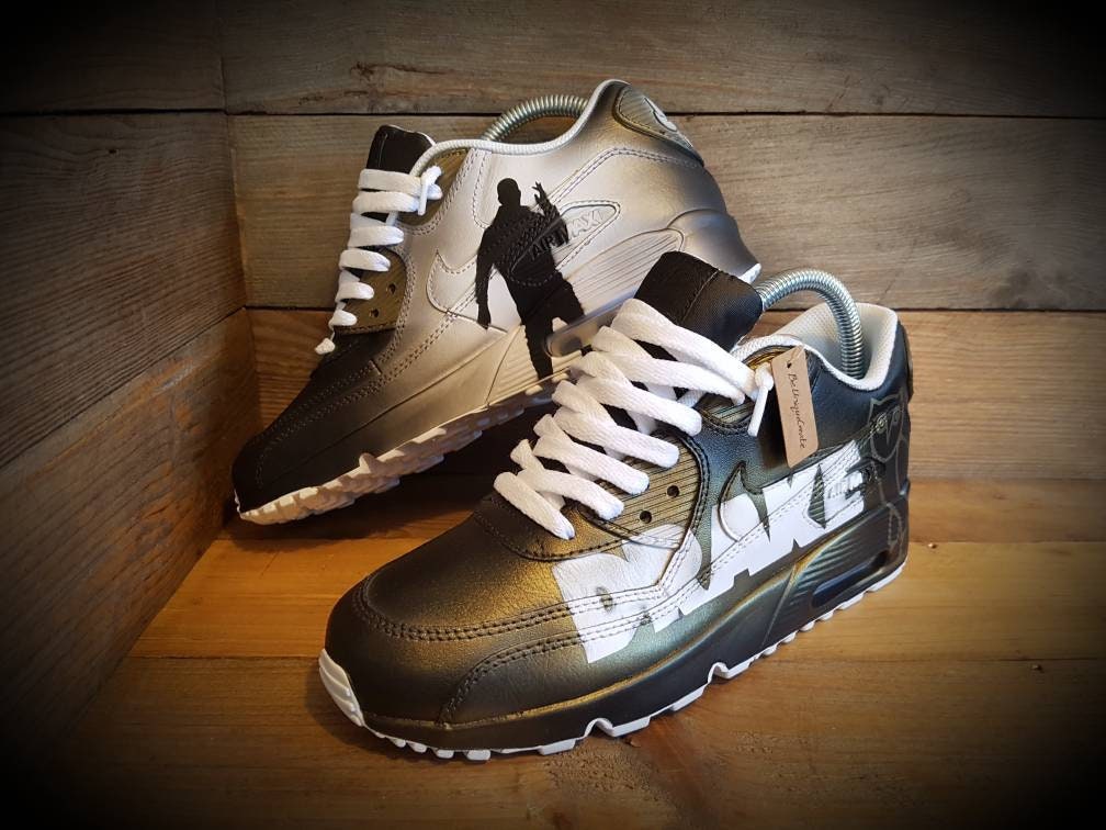 Custom Painted Air Max 90 - Music Themed Black Gold Trainers