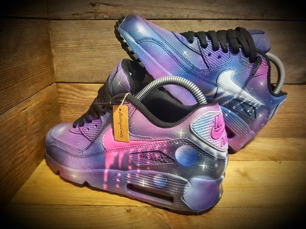 Custom Painted Air Max 90 - Galaxy Space Purple Trainers