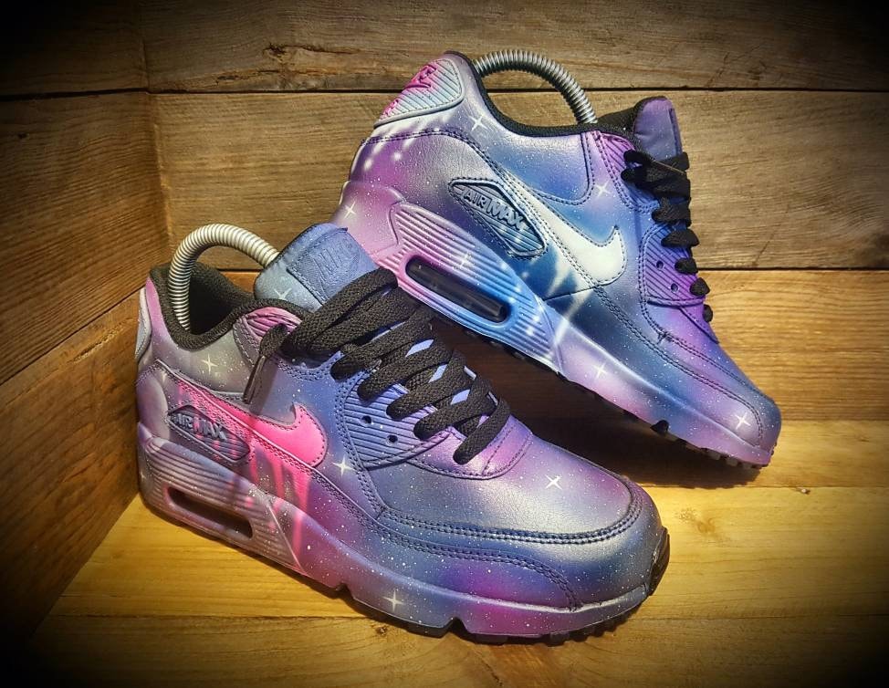 Custom Painted Air Max 90 - Galaxy Space Purple Trainers