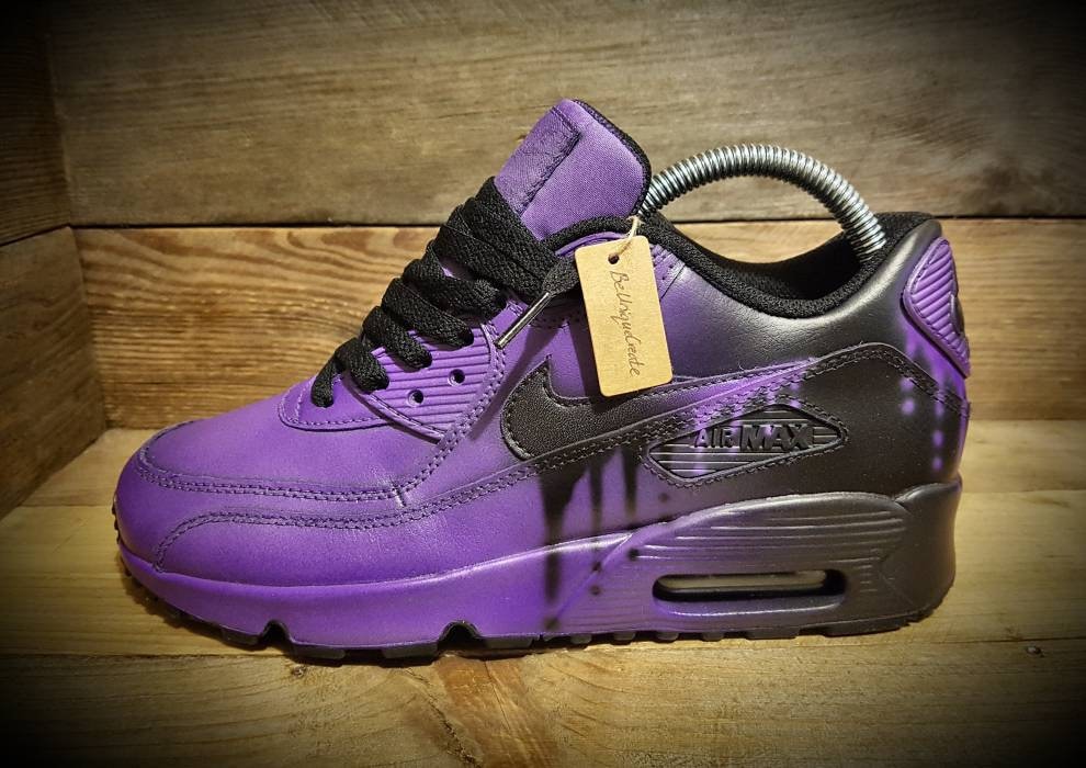 Custom Painted Air Max 90 - Purple Drip Fade Trainers