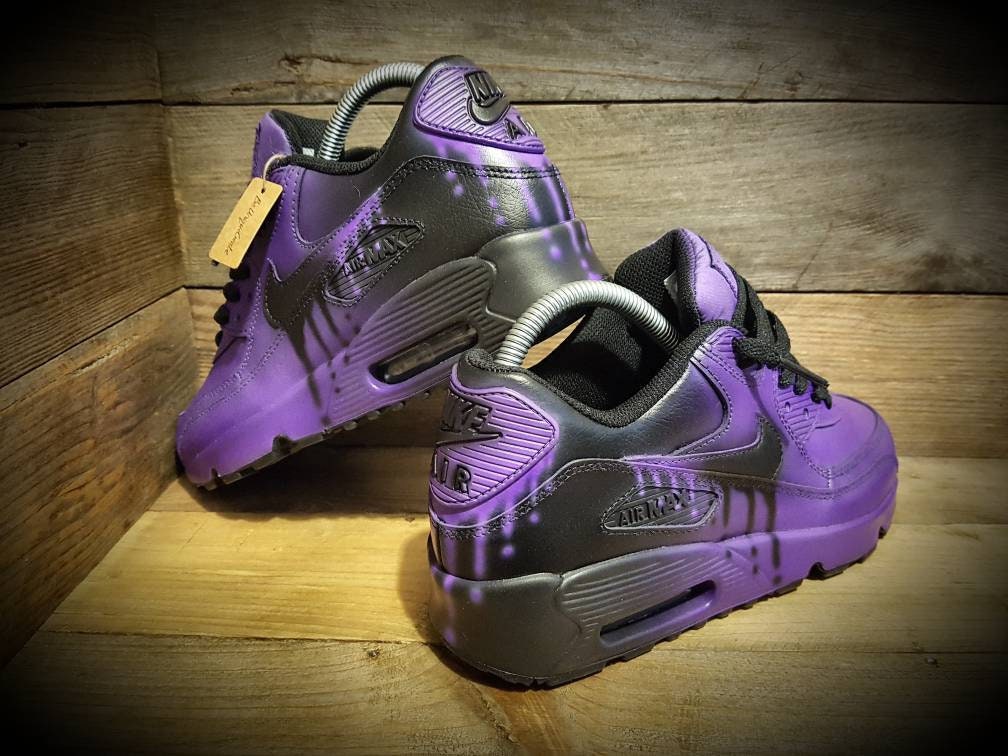 Custom Painted Air Max 90 - Purple Drip Fade Trainers