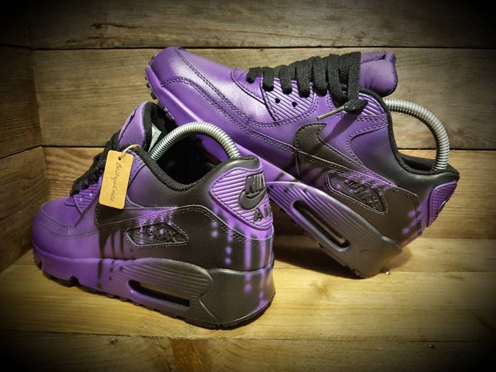 Custom Painted Air Max 90 - Purple Drip Fade Trainers