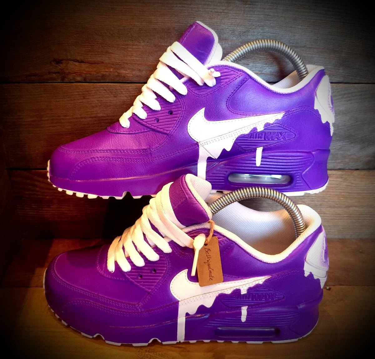 Custom Painted Air Max 90 - Purple White Drip Trainers