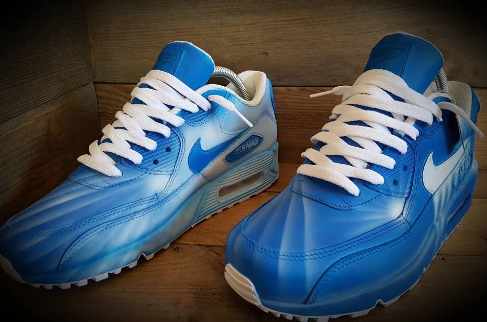 Custom Painted Air Max 90 - Blue White Drip Trainers