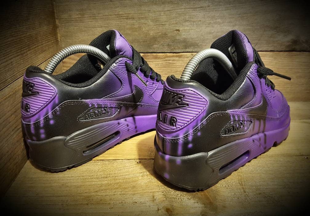 Custom Painted Air Max 90 - Purple Drip Fade Trainers