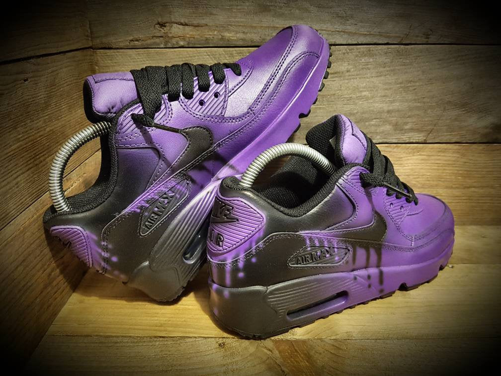 Custom Painted Air Max 90 - Purple Drip Fade Trainers
