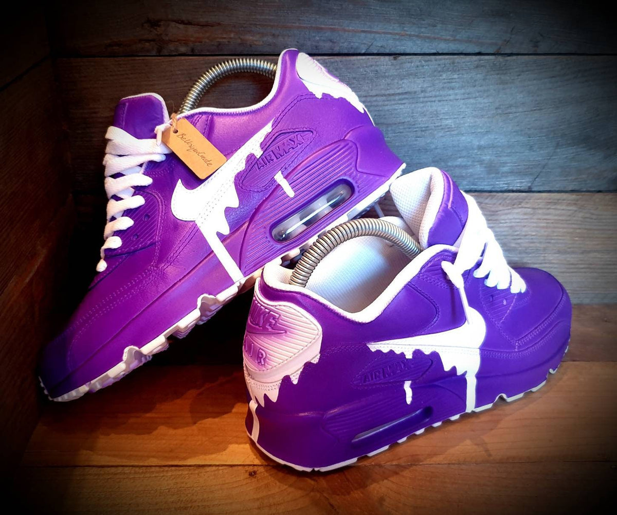 Custom Painted Air Max 90 - Purple White Drip Trainers
