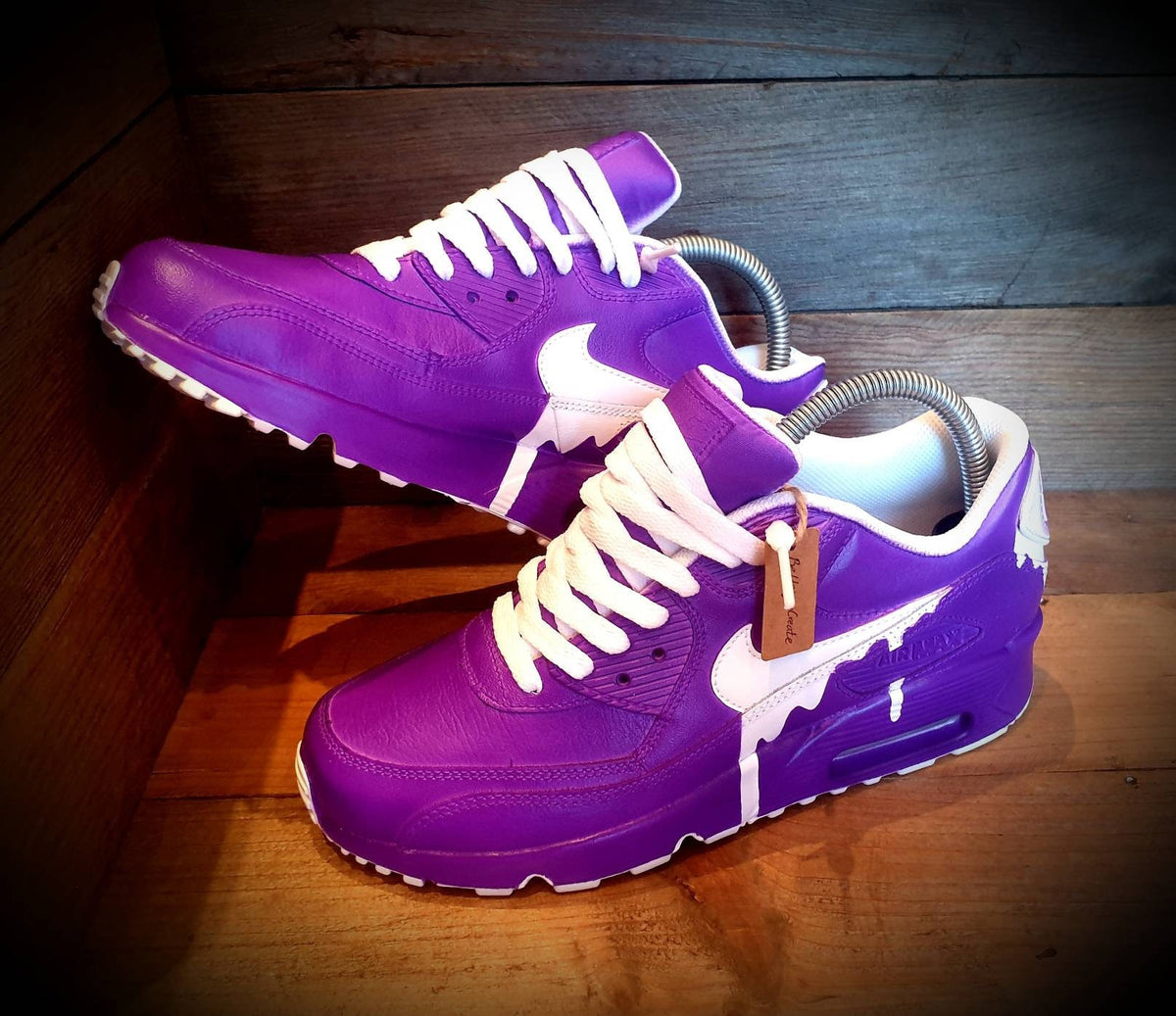Custom Painted Air Max 90 - Purple White Drip Trainers