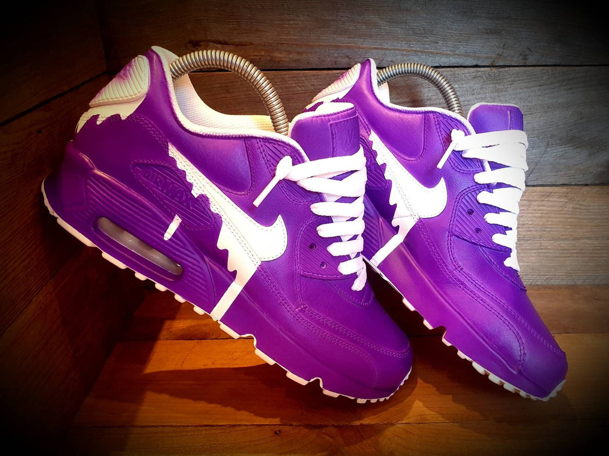Custom Painted Air Max 90 - Purple White Drip Trainers