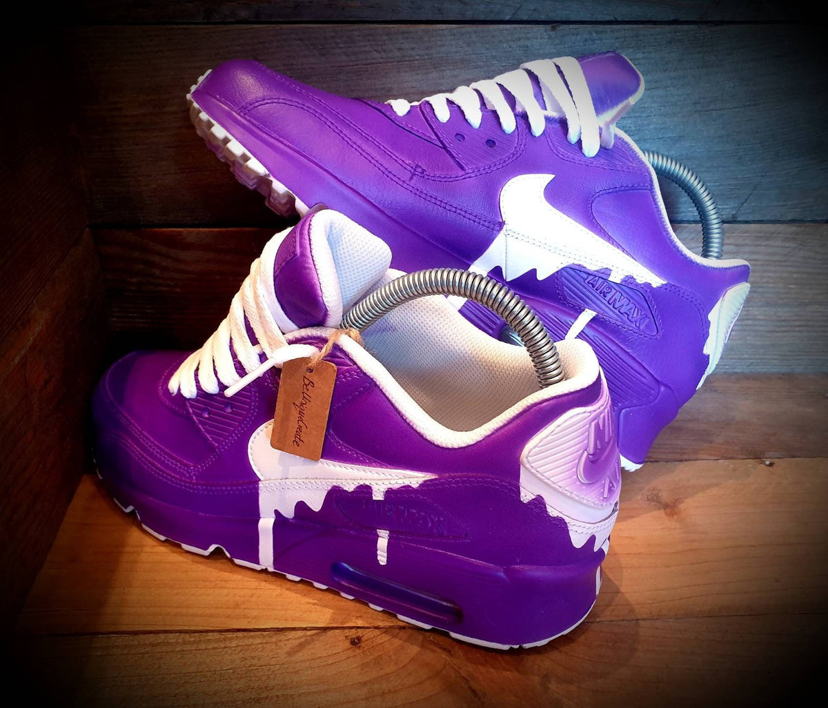 Custom Painted Air Max 90 - Purple White Drip Trainers