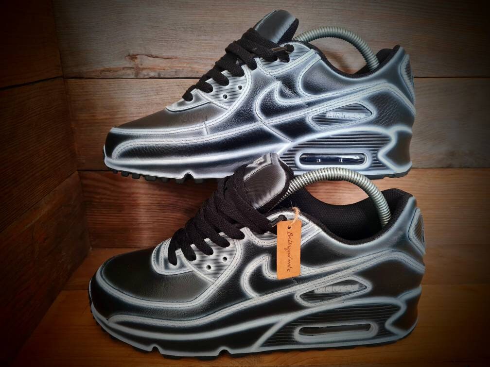 Custom Painted Air Max 90 - Black White Cartoon Trainers