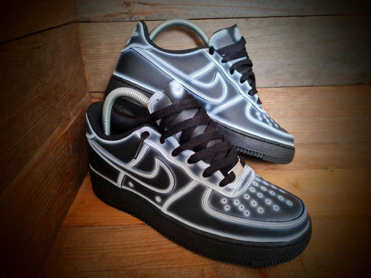 Custom Painted Air Force 1 - White Black Cartoon Trainers