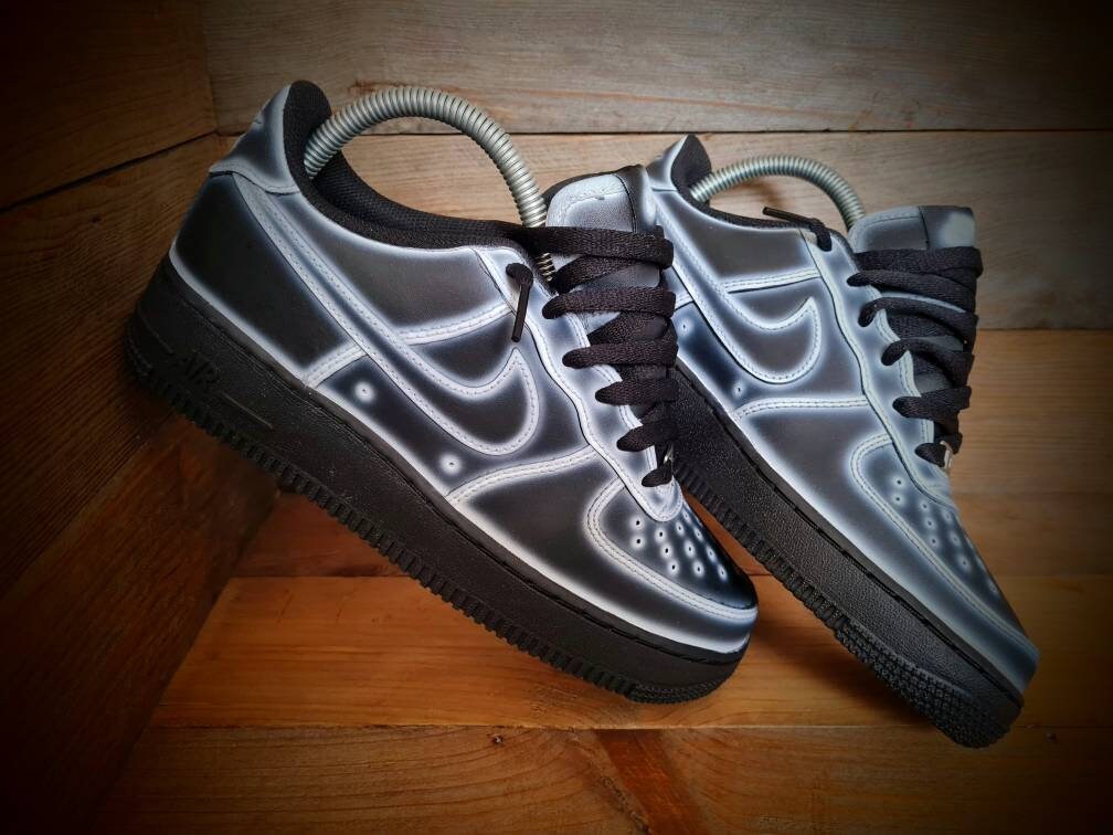 Custom Painted Air Force 1 - White Black Cartoon Trainers