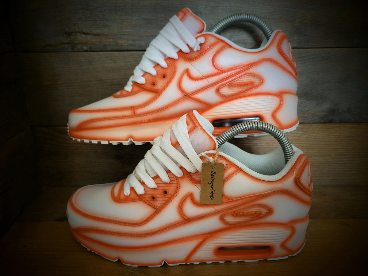 Custom Painted Air Max 90 - Orange White Cartoon Trainers