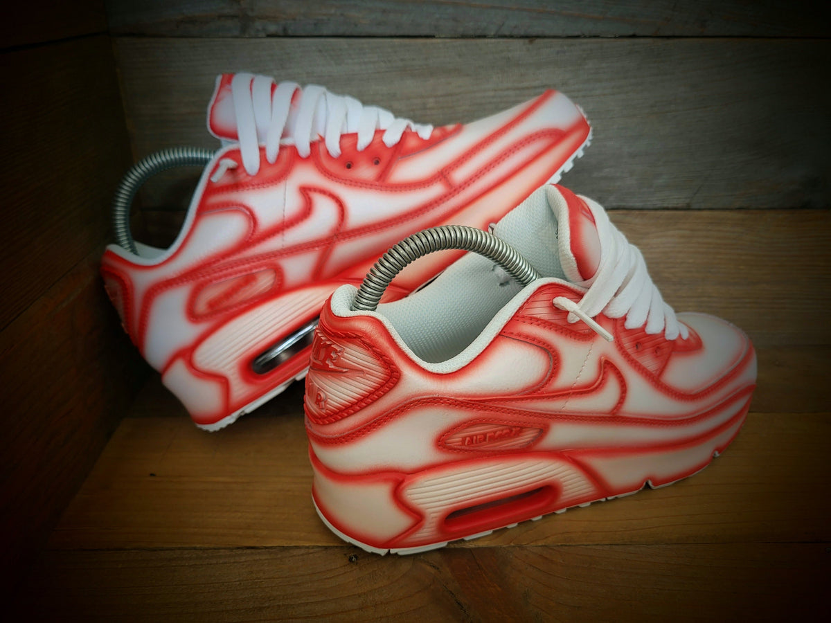 Custom Painted Air Max 90 - Red White Cartoon Trainers