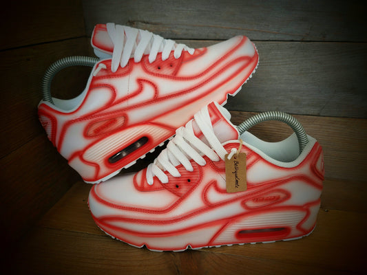Custom Painted Air Max 90 - Red White Cartoon Trainers