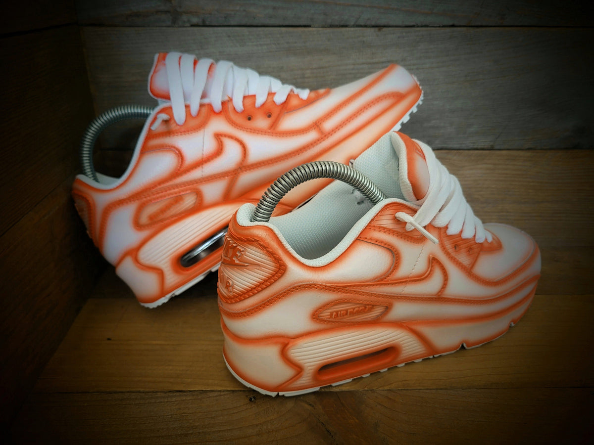Custom Painted Air Max 90 - Orange White Cartoon Trainers