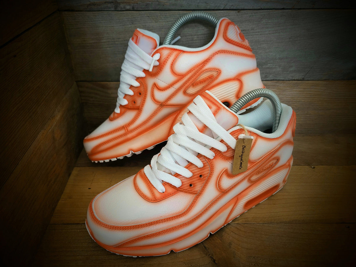Custom Painted Air Max 90 - Orange White Cartoon Trainers