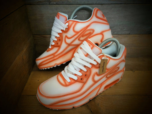 Custom Painted Air Max 90 - Orange White Cartoon Trainers