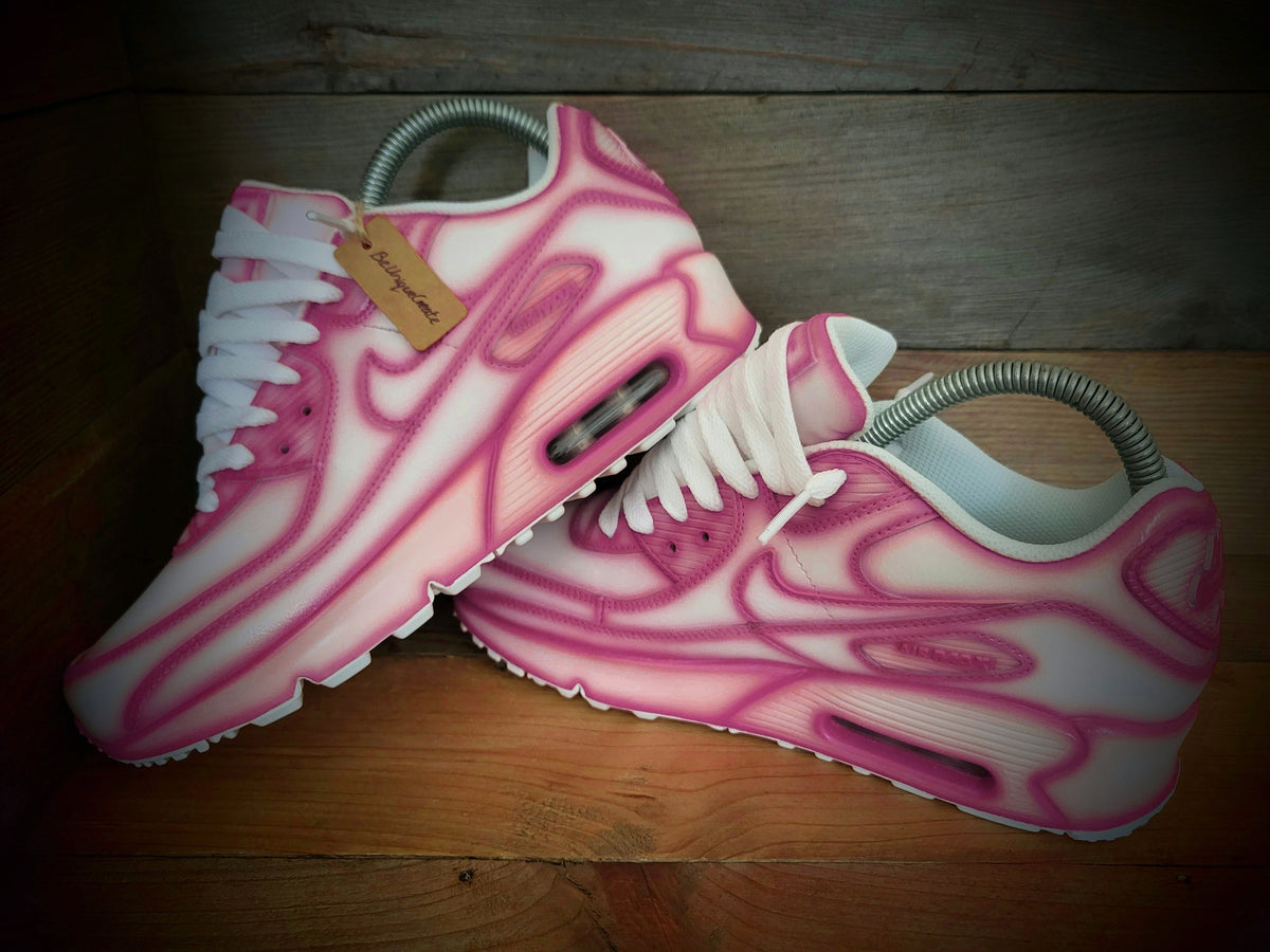 Custom Painted Air Max 90 - Pink White Cartoon Trainers