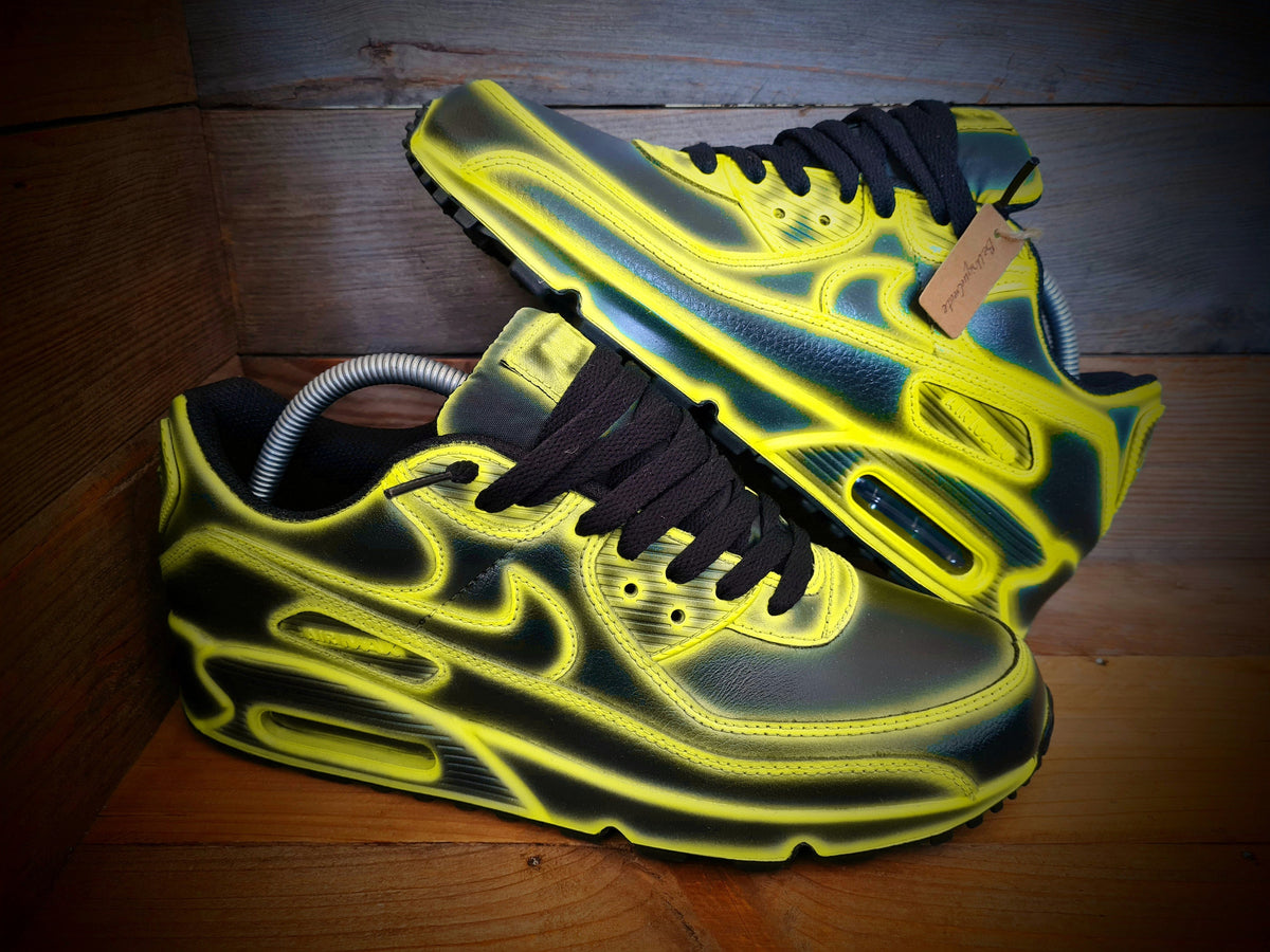 Custom Painted Air Max 90 - Yellow Black Cartoon Trainers