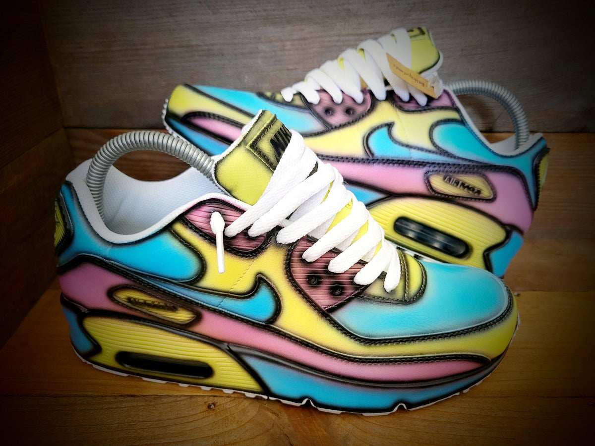 Custom Painted Air Max 90 - Blue Yellow Cartoon Trainers