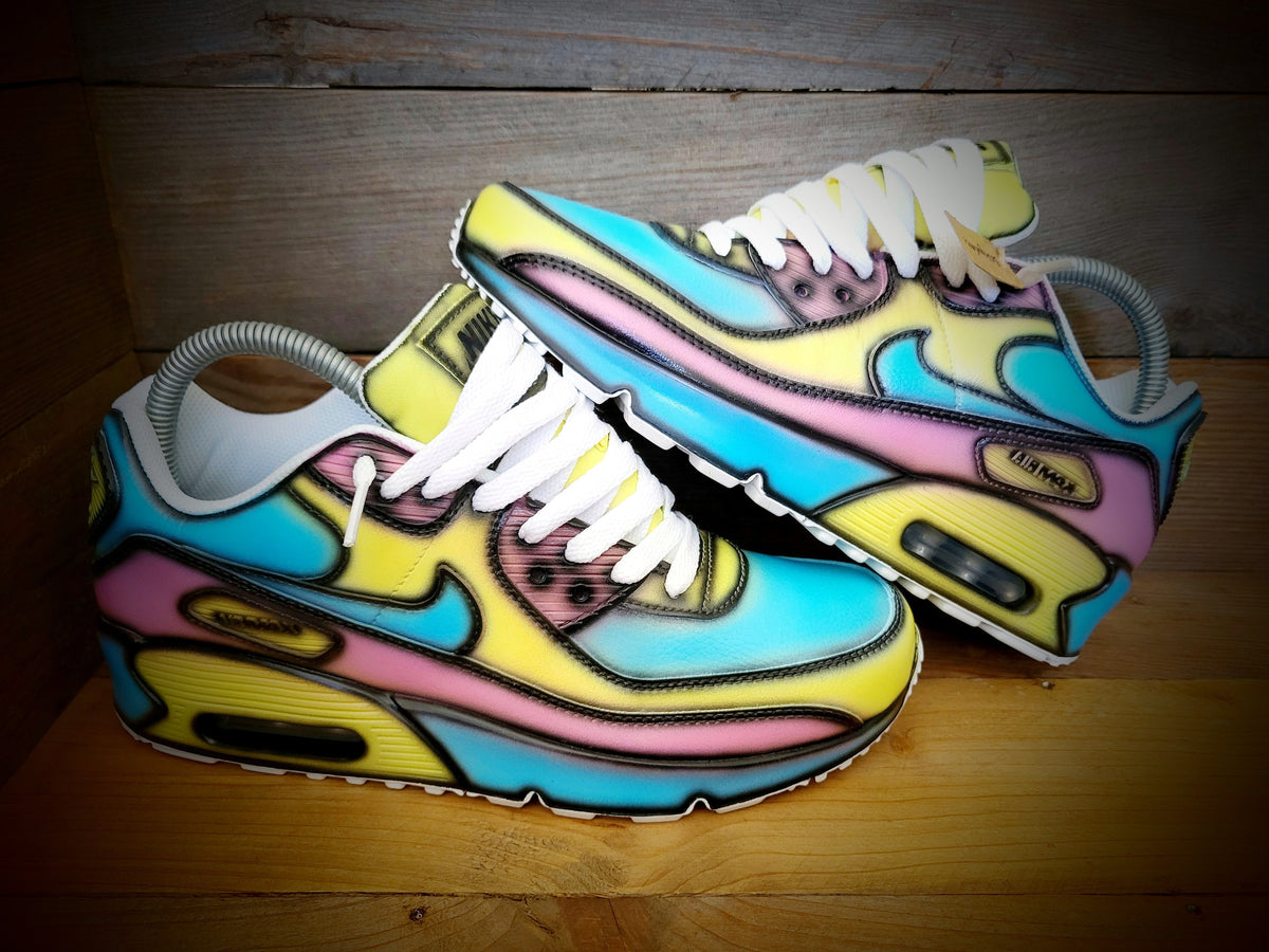 Custom Painted Air Max 90 - Blue Yellow Cartoon Trainers