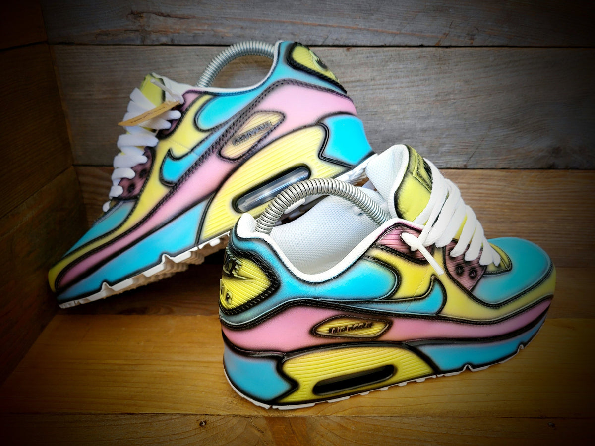 Custom Painted Air Max 90 - Blue Yellow Cartoon Trainers