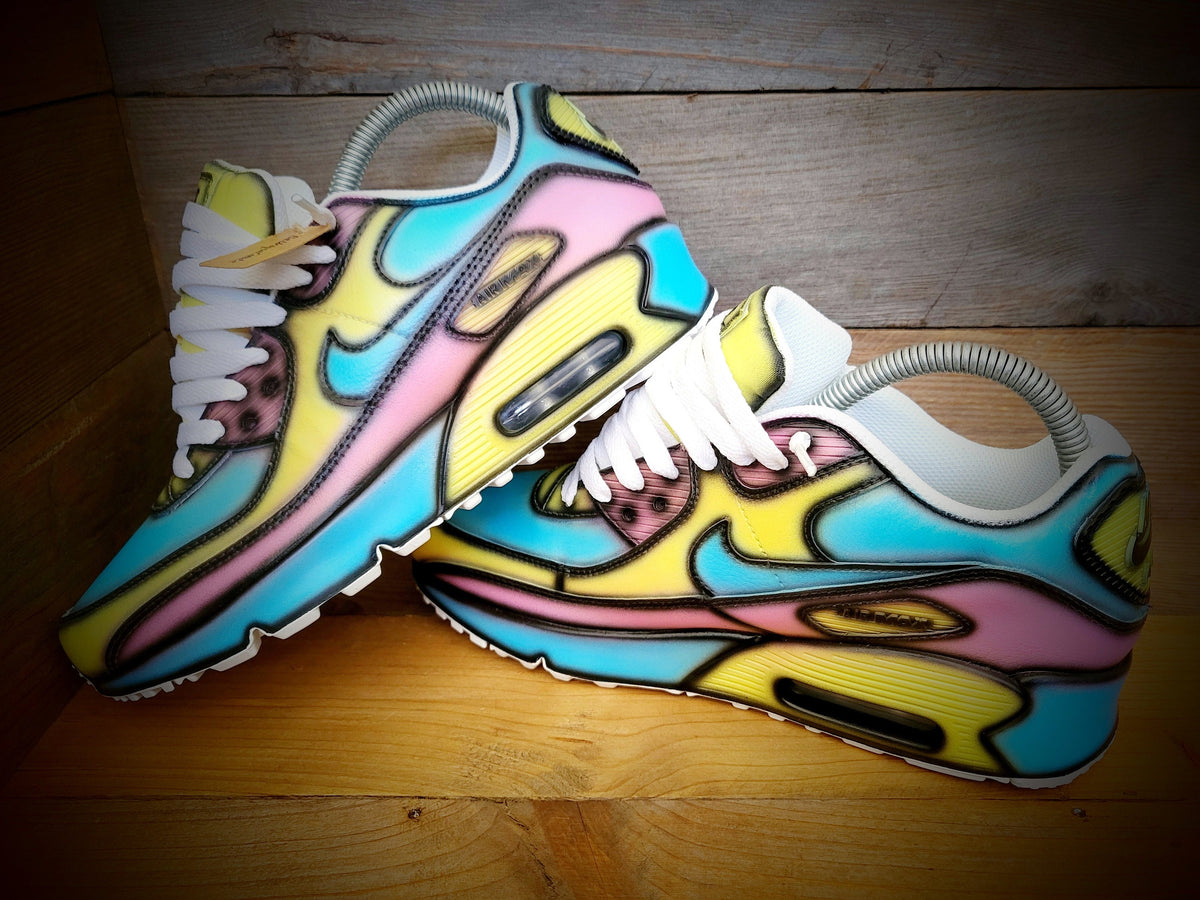Custom Painted Air Max 90 - Blue Yellow Cartoon Trainers