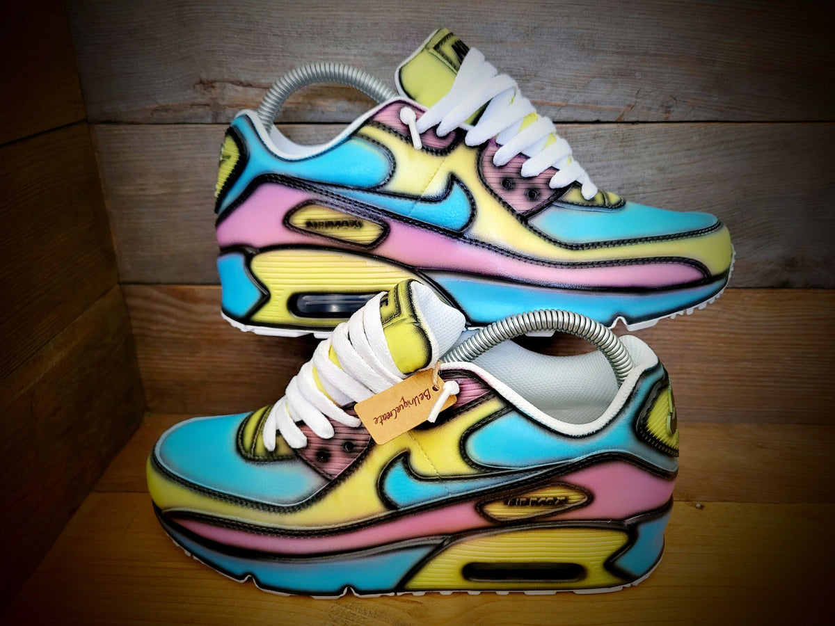 Custom Painted Air Max 90 - Blue Yellow Cartoon Trainers