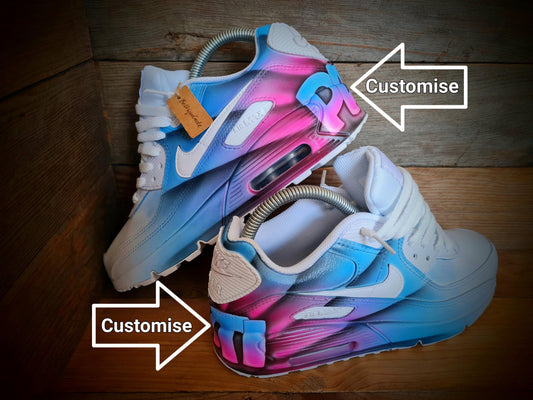 Custom Painted Air Max 90 - Graffiti Blue Personalised Name Trainers