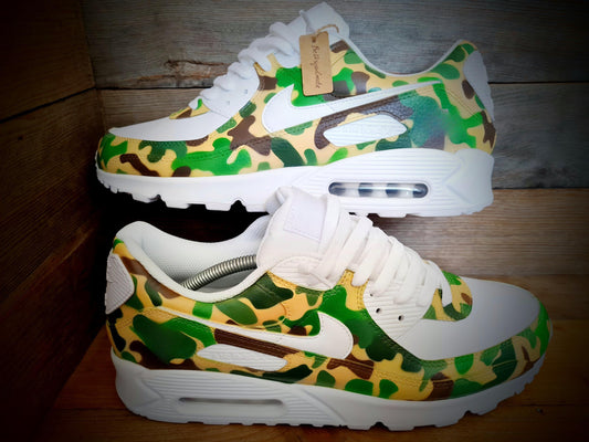 Custom Painted Air Max 90 - Camouflage Green Brown Trainers