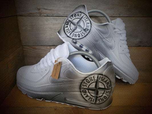Custom Painted Air Max 90 - S Island Black Grey Trainers