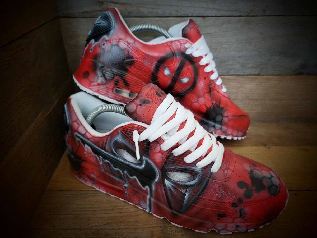 Custom Painted Air Max 90 - DP Red Black Trainers